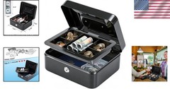 Compact 7.87×6.3×3.5 Medium Cash Box – Key Lock & Portable Handle for Easy Use