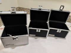 Set of 3 VAULTZ Metal Lock Boxes Security Storage Cases Silver, And Black