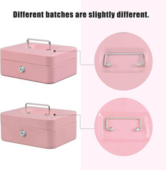 Locking Steel Medium Cash Box with Removable Coin Tray and Key Lock,7.87″X 6.30″