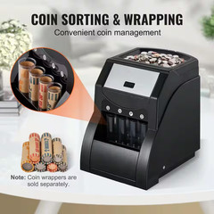 USD Coin Sorter Machine with 200 Coin Capacity and 4 Coin Tubes for Pennies, Nic