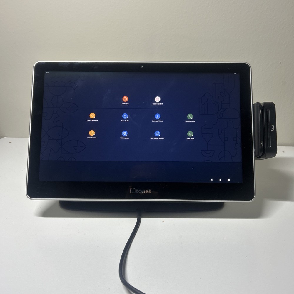 Toast Flex TT200 POS System Single Display EMV Card Reader Power Supply & Stand