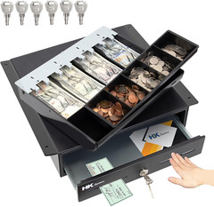 Heavy Duty 13″ Manual Cash Drawer with Removable Till & Slots – Black