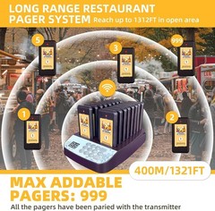 Complete 16-Pager Wireless Paging System for Restaurants – Waterproof & Durable