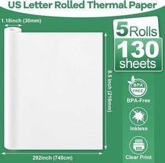 5 Rolls Thermal Printer Paper 8.5″x11″ Letter Size, BPA free Quick-Dry Therm…