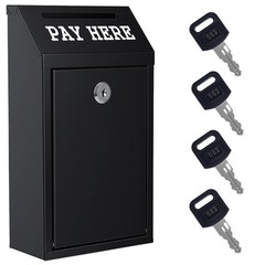 Locking Cash Box with Slot, Metal Money Donation Box with Lock and 4 Keys Wall M