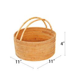 Lalasun Handwoven Rattan Storage Basket Handles Natural Wicker Decorative