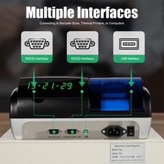 48 Keys Electronic Cash Register Commercial Cash Register with Drawer LED Screen