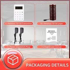 Retekess TD158 Restaurant Wireless Paging Queuing Calling System 10 Coaster Bar