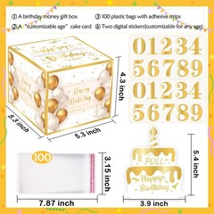 Birthday Money Box For Cash Gift Pull With 100 PCS Bags And Card Set 1 PCS