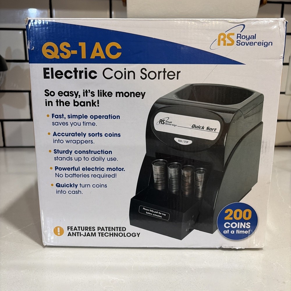 Royal Sovereign QS-1AC Electric Coin Sorter Counter Machine Black