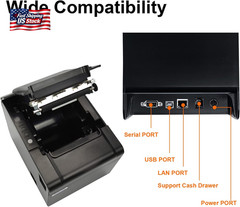 Rongta POS Printer, 80Mm USB Thermal Receipt Printer, Restaurant Kitchen Printer