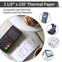 Thermal Receipt Paper Rolls, 3-1/8 x 230ft Thermal Paper, POS Cash Register P…