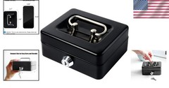 Elegant Small Cash Box with Lock – Stylish Metal Coin Bank for Home & Office