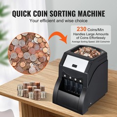 Uimoso Automatic Coin Sorter and Wrapper with 4 Coin Tubes, 230 Coins/Min