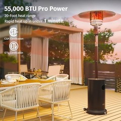 EAST OAK 55,000 BTU Propane Patio Heater with Round Table & Stainless Steel Burn