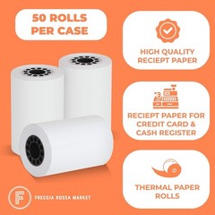 High Brightness 50 Count Thermal Paper Rolls 2 1/4″ x 50′ for Credit Cards