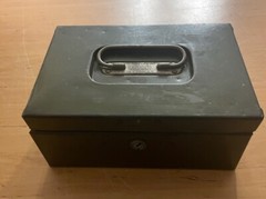 Vintage ASCO Art Steel Co New York OD Olive Drab Metal Safe Deposit Box NO KEY