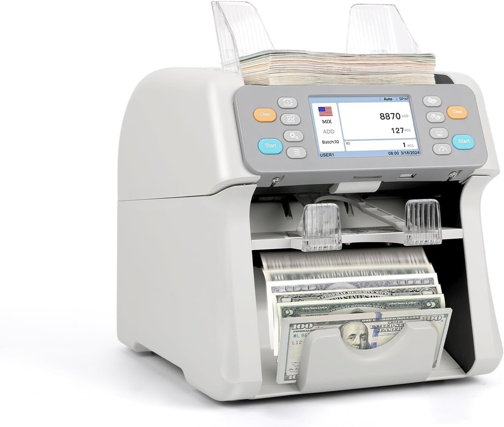 RIBAO MC-165 Two-Pocket Mixed Denomination Money Counter Machine,Bill Counter