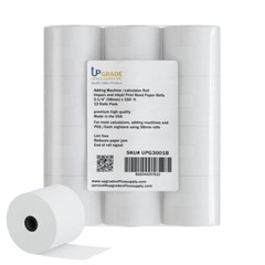 Upgrade UPG3001B Adding Machine Rolls, 2-1/4” x 150 ft, Lint-Free, 12-Pack, USA