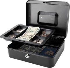 Freestanding Cash Box with Key Lock and Spacious Removable Tray – Office & Home