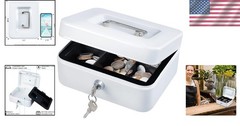 Water-Resistant Cash Box with Tray and Keys – Portable Security for Valuables