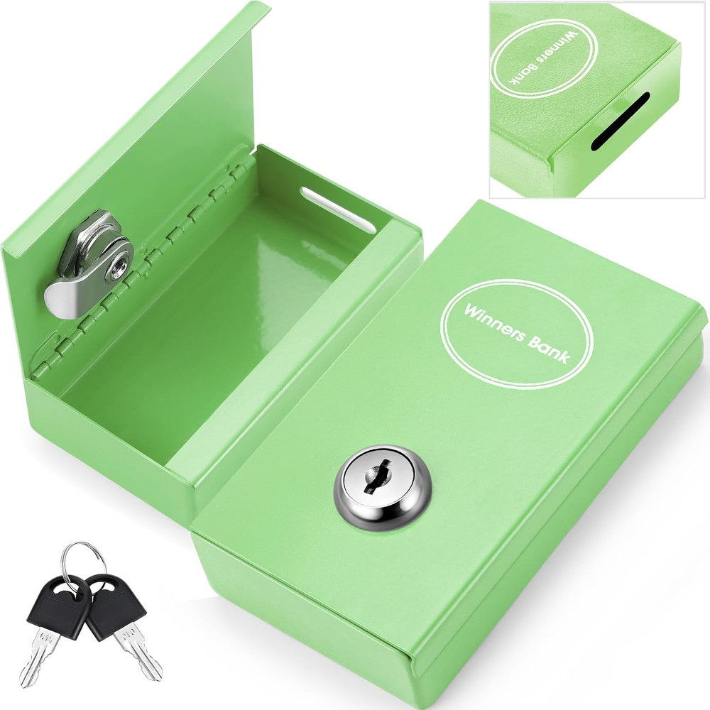 1 Pack Metal Box for Gamblers Pocket Sized Winner Bank Casino Cash Box with 2 Ke