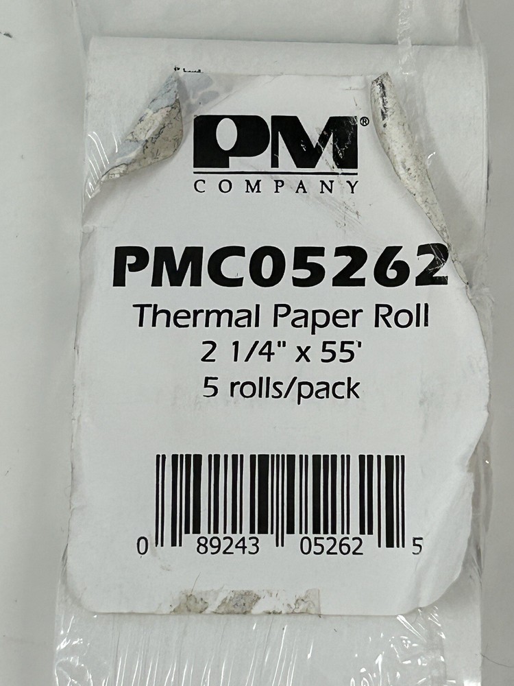 NEW 5 PK PM Company Thermal Paper Roll Cash Register 05262 Size 2 1/4” X 55’ I5