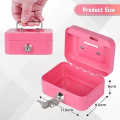 Cash Box with Lock Small Cute Coin Money Slot Mini-P, Pink-Mini