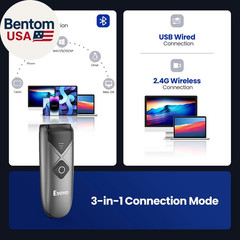 Bluetooth 2D&1D Barcode Scanner, Portable Wireless Mini Barcode Reader with 2.4G
