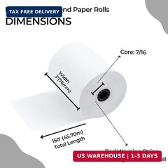 BAM POS 3″ x 150′ 1ply Bond Receipt Paper Rolls for Kitchen Impact Printers TMU2