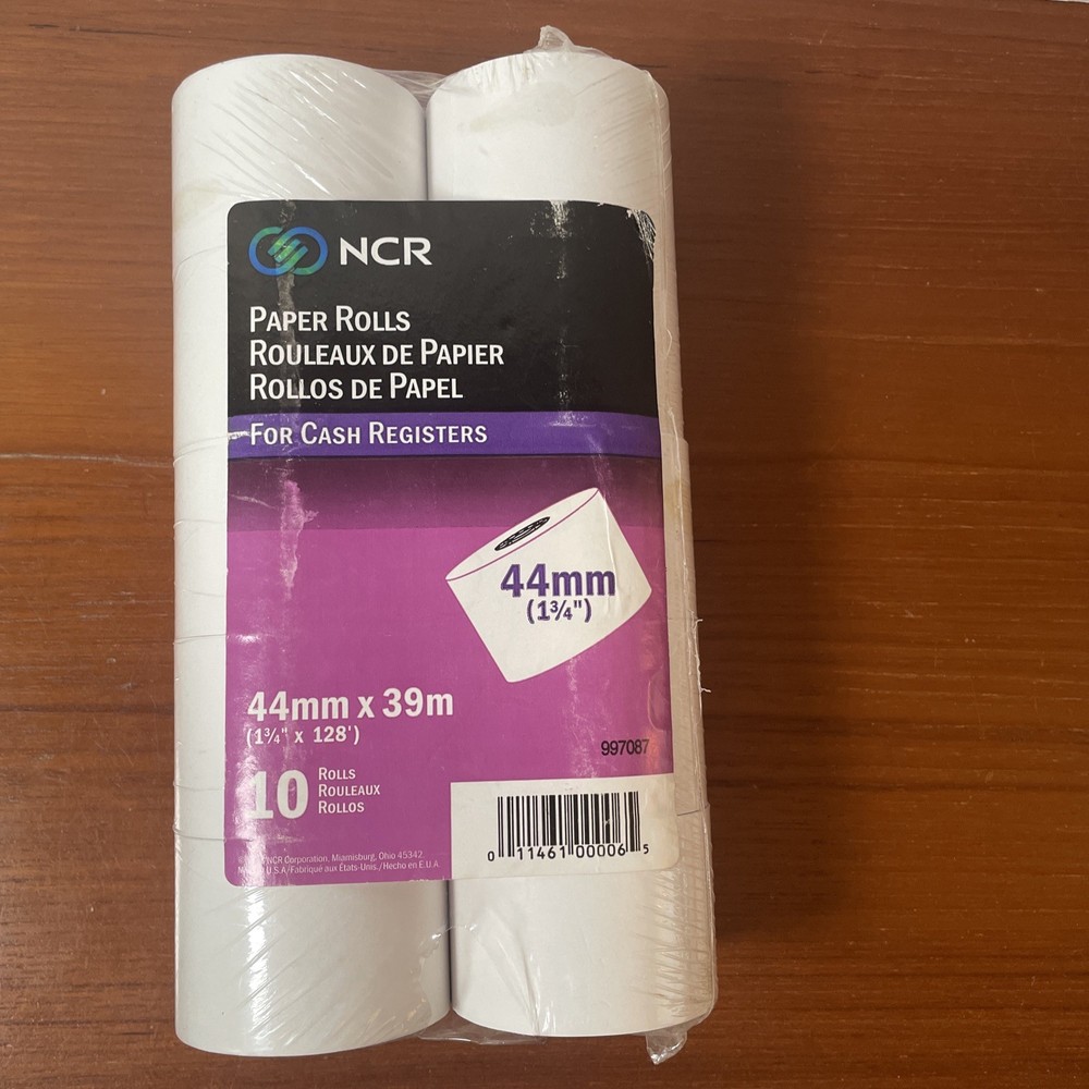 NCR Single-Ply Bond Paper Rolls, 1 3/4 in. x 128 ft., White, Pack Of 10 997087