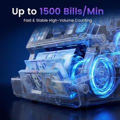 Money Counter with Value Count for USD/EUR/CAD, UV/MG/IR/DD/MT Counterfeit Detec