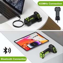 Upgraded 2D Wireless Industrial Barcode Scanner With Charging Base, Bluetooth…