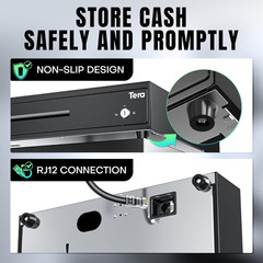 13 Inch Auto Open Cash Register Drawer with 6 Keys Heavy Duty 4 Bill 8 Coin Remo