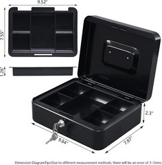Durable Black Alloy Steel Cash Drawer with Dual Layer Compartments & Secure Lock