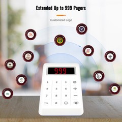 Retekess TD158 Wireless Paging Queuing Calling System 10 Coaster Cafe Clinic Bar