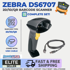 ✅Zebra Symbol DS6707 2D/1D/QR Code Barcode Scanner Corded + New USB Cable!🔥⭐
