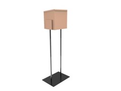 Returned! Beige Metal Ballot Box Donation Box Suggestion Box With Black Stand