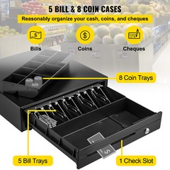 Cash Drawer 16″ Cash Register POS System 5 Bill 8 Coin 3 Unlocking Ways Box