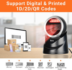 Pro Omnidirectional Barcode Scanner 2D QR Desktop Handsfree, Adjustable Scan Hea