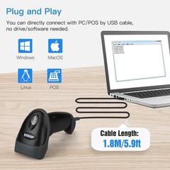 Eyoyo Handheld USB 2D Barcode Scanner, Wired Automatic QR Code Scanner PDF417…