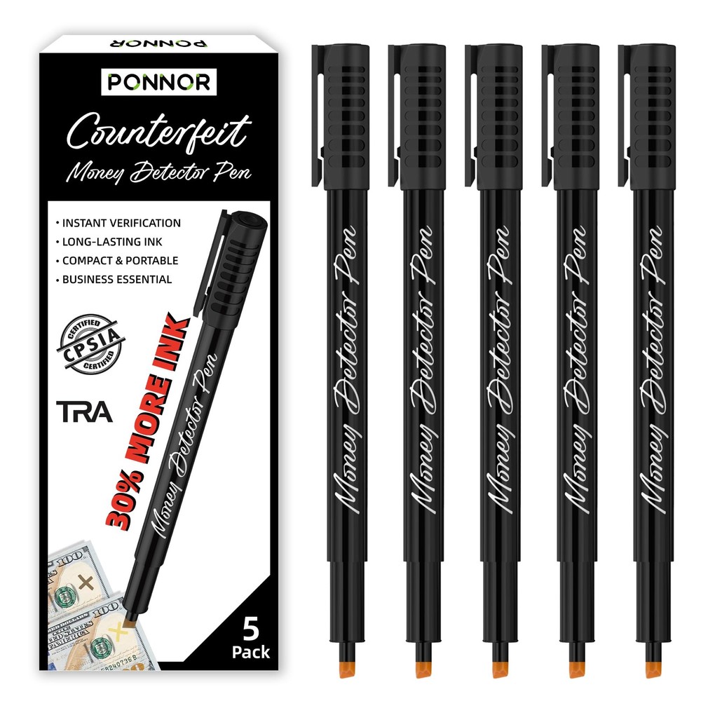 Counterfeit Money Detector Pen 5 Pack Bill Marker Universal False Currency Ch…