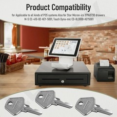 3 Pack 5001 Cash Drawer Key (Sliver) for M-S, EchoPOS Drawers, Star Micronics…