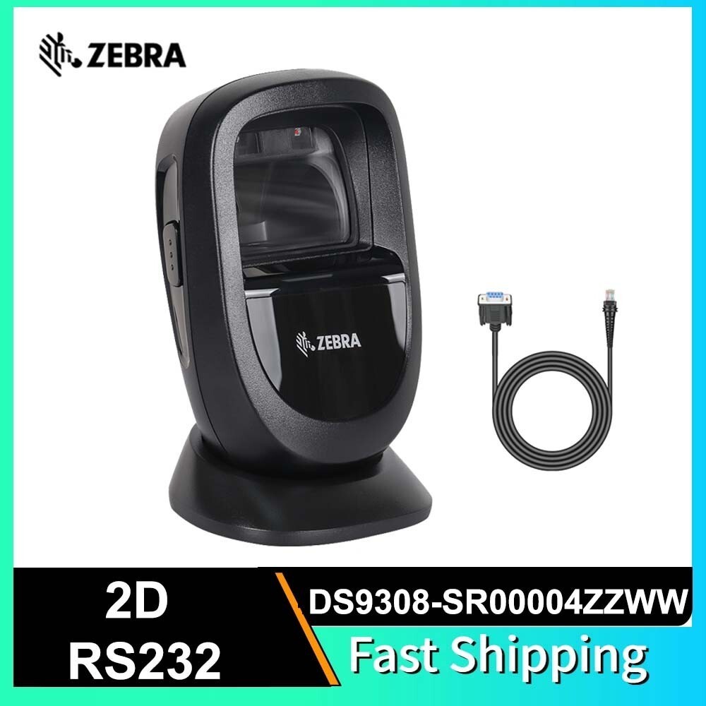 Zebra DS9308-SR00004ZZWW 1/2D Imager Desktop Handsfree RS232 Barcode Scanner Kit