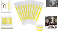 ABA Standard Yellow Money Bands – 100 Self-Adhesive Bill Wrappers, 7.5×1.15″