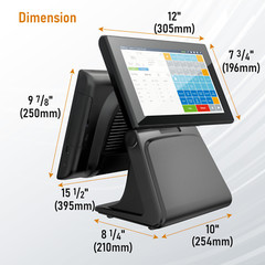 15.6″ Dual Screen POS System, Cash Register Machine with Touch Screen & Win10pro