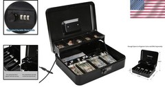 Tabletop Cash Box with Combination Lock and Heavy Duty Construction for Security
