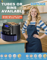 Coin Counter and Dollar Coin sorter with LCD Display, 300-coin Capacity