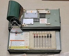VTG FARRINGTON USA Credit Card Machine Slider w. Carbon Copy Sales Slips WORKS