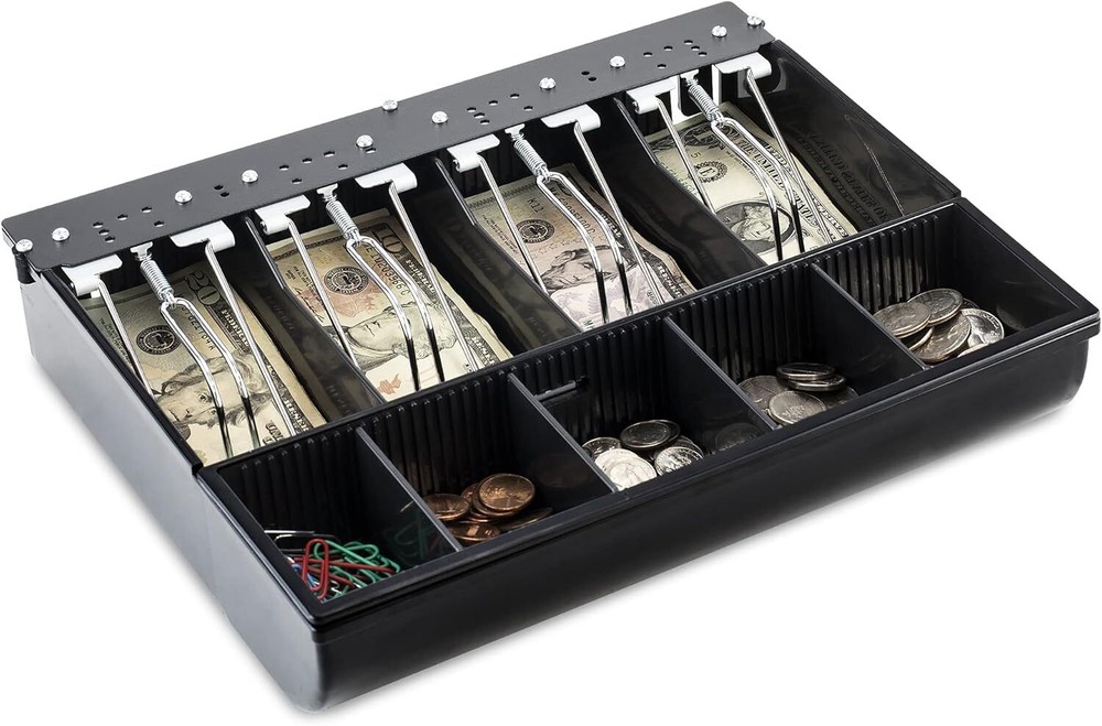 Volcora Cash Drawer Insert Black 4 Bill 5 Coin Tray Durable Organize Money